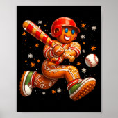 Funny Christmas Gingerbread Man Playing Baseball C Poster (Vorne)