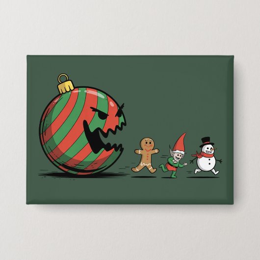 Funny Christmas Gingerbread Santa Holiday Party Button (Vorderseite)