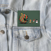 Funny Christmas Gingerbread Santa Holiday Party Button (Insitu)