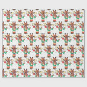 Funny Christmas Giraffe Hat & Scarf Weihnachtsgesc Geschenkpapier (Flach)