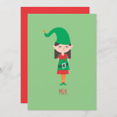 Funny Christmas Girl Elf Feiertagskarte (Vorne/Hinten)