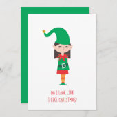 Funny Christmas Girl Elf Feiertagskarte (Vorne/Hinten)
