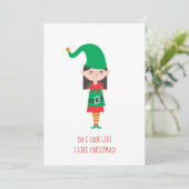 Funny Christmas Girl Elf Feiertagskarte (Stehend Vorderseite)