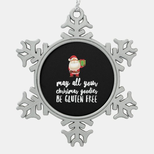 Funny Christmas Gluten Free Schneeflocken Zinn-Ornament (Vorderseite)