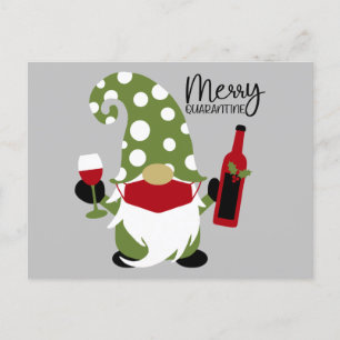 Funny Christmas Gnome Drink Wein Feiertagspostkarte