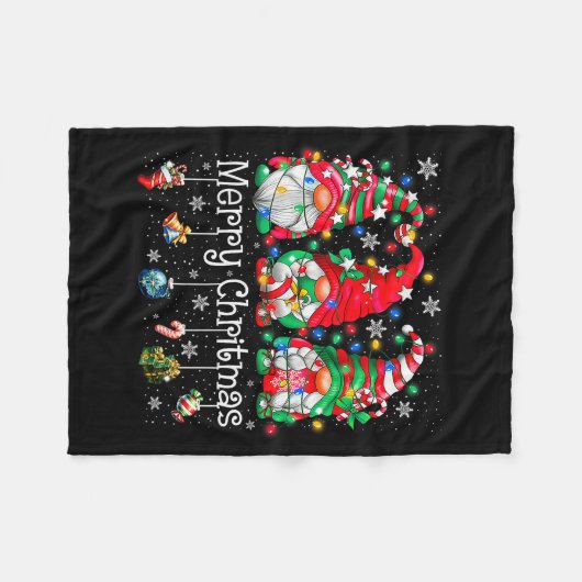 Funny Christmas Gnome Hanging With My Gnomies Fami Fleecedecke (Vorderseite (Horizontal))