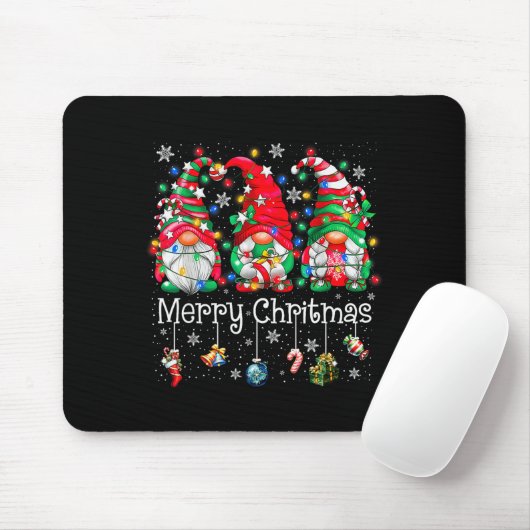 Funny Christmas Gnome Hanging With My Gnomies Fami Mousepad (Mit Mouse)