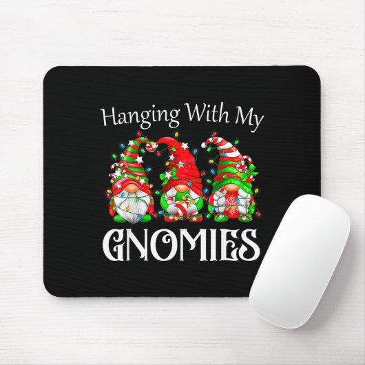 Funny Christmas Gnome Hanging With My Gnomies Fami Mousepad (Mit Mouse)