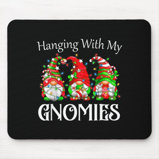 Funny Christmas Gnome Hanging With My Gnomies Fami Mousepad (Vorne)