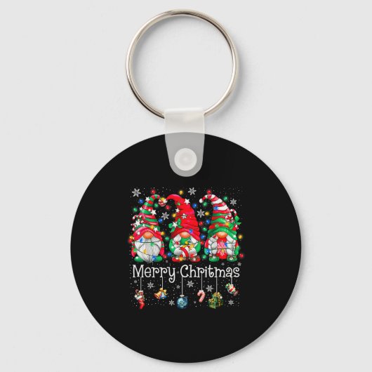 Funny Christmas Gnome Hanging With My Gnomies Fami Schlüsselanhänger (Vorderseite)