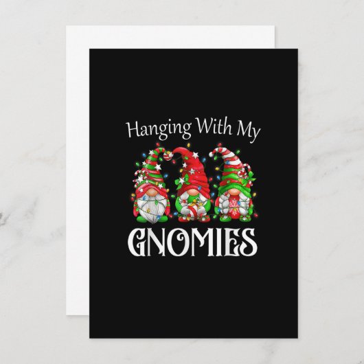 Funny Christmas Gnome mit meinen Gnome Fami Einladung (Vorne/Hinten)