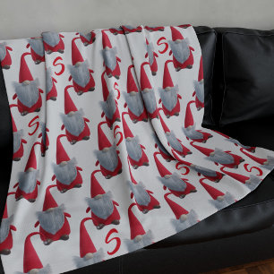 Funny Christmas Gnome Muster Fleece Blanket
