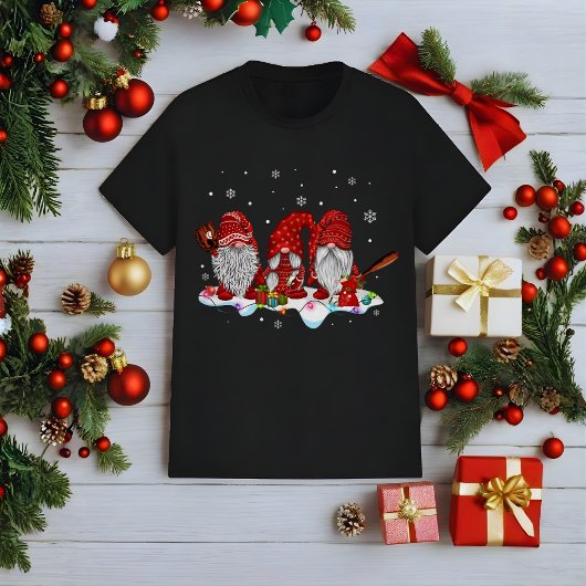 Funny Christmas Gnomes Baseball T-Shirt