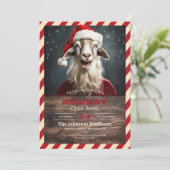 Funny Christmas Goat Einladung (Stehend Vorderseite)