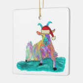 Funny Christmas Goat farbenfroh schreien Keramikornament (Links)