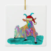 Funny Christmas Goat farbenfroh schreien Keramikornament (Rückseite)