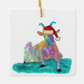 Funny Christmas Goat farbenfroh schreien Keramikornament (Vorderseite)