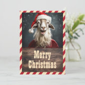 Funny Christmas Goat Feiertagskarte (Stehend Vorderseite)