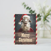 Funny Christmas Goat Postkarte (Stehend Vorderseite)