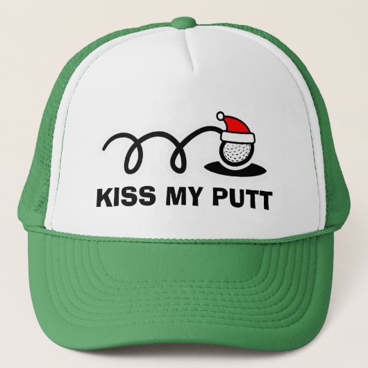 Funny Christmas golf hat | Kiss my putt Truckerkappe (Vorderseite)