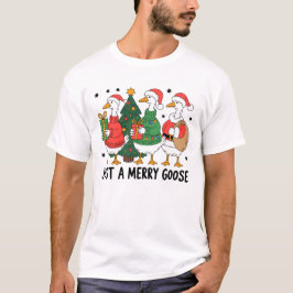 Funny Christmas Goose Family Gift Holiday Design T-Shirt