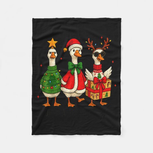 Funny Christmas Goose Jolly Geese Santa Reindeer X Fleecedecke (Vorderseite)