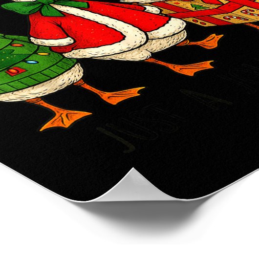 Funny Christmas Goose Jolly Geese Santa Reindeer X Poster (Ecke)