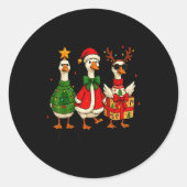 Funny Christmas Goose Jolly Geese Santa Reindeer X Runder Aufkleber (Vorderseite)