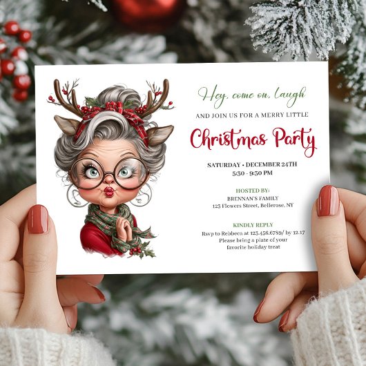 Funny Christmas Granny Festive Party Invitation Einladung