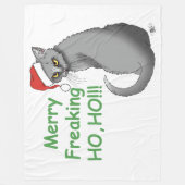 Funny Christmas Gray Cat Fleecedecke (Vorderseite)
