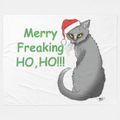Funny Christmas Gray Cat Fleecedecke (Vorderseite (Horizontal))