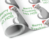 Funny Christmas Gray Cat Geschenkpapier (Rolleneckpunkt)