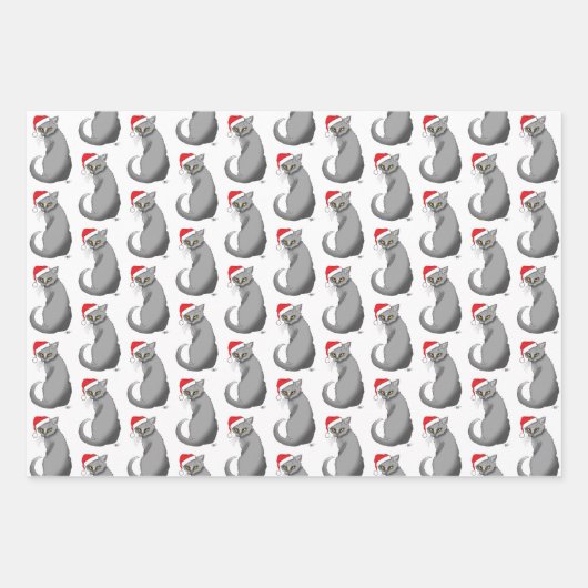 Funny Christmas Gray Cat Geschenkpapier Set (Vorderseite 3)