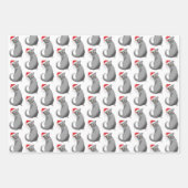 Funny Christmas Gray Cat Geschenkpapier Set (Vorderseite)
