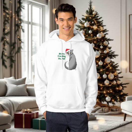 Funny Christmas Gray Cat Hoodie