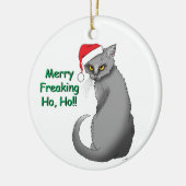 Funny Christmas Gray Cat Keramik Ornament (Links)