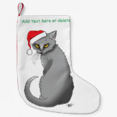 Funny Christmas Gray Cat Kleiner Weihnachtsstrumpf (Vorderseite)
