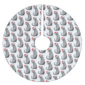 Funny Christmas Gray Cat Polyester Weihnachtsbaumdecke (Vorderseite)