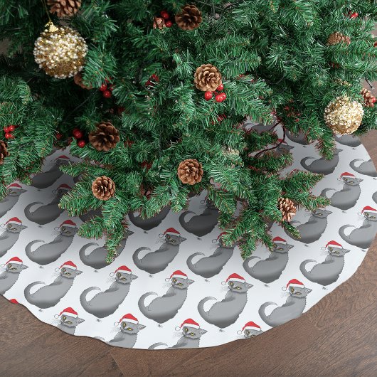Funny Christmas Gray Cat Polyester Weihnachtsbaumdecke