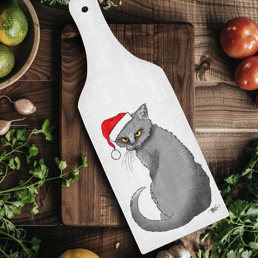 Funny Christmas Gray Cat Schneidebrett