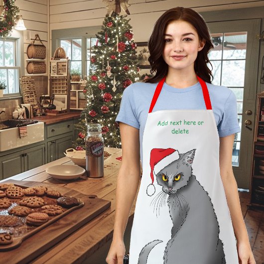 Funny Christmas Gray Cat Schürze