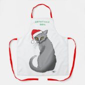Funny Christmas Gray Cat Schürze (Vorderseite)