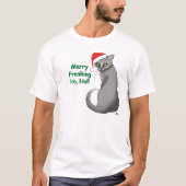 Funny Christmas Gray Cat T-Shirt (Vorderseite)