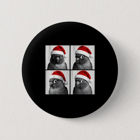 Funny Christmas Green Cheek Conure Santa Photo Boo Button (Vorderseite)