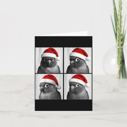 Funny Christmas Green Cheek Conure Santa Photo Boo Karte (Vorderseite)