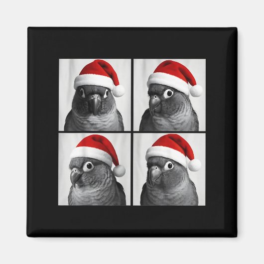 Funny Christmas Green Cheek Conure Santa Photo Boo Magnet (Vorne)