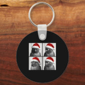 Funny Christmas Green Cheek Conure Santa Photo Boo Schlüsselanhänger (Vorderseite)