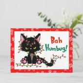 Funny Christmas Grumpy Cat Bah Humbug Card Einladung (Stehend Vorderseite)