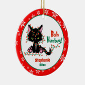 Funny Christmas Grumpy Cat Bah Humbug Keramik Ornament (Rechts)