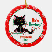 Funny Christmas Grumpy Cat Bah Humbug Keramik Ornament (Vorne)